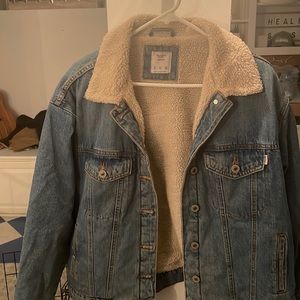 Denim sheepskin jacket